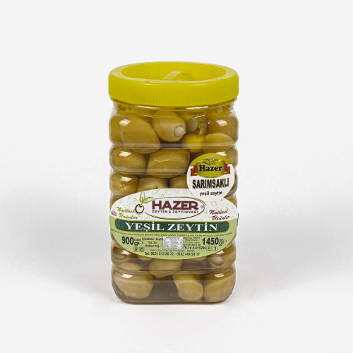 Hazer Sarımsaklı Yeşil Zeytin 1 kg.